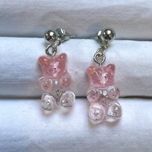 Clear Pink Silver Sparkle Gummies