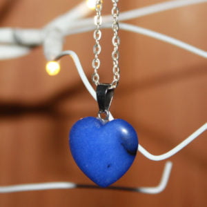 Blue ‘Heart’ Resin Pendant and Silver-plated Chain
