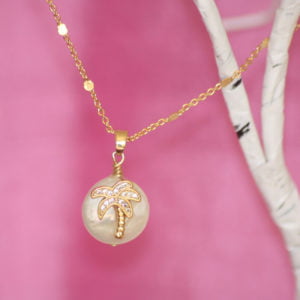 Diamante ‘Palm Tree’ Pearl Pendant