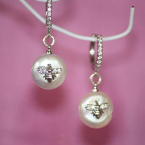 Baroque Pearl Drop ‘Silver Bees’ Earrings
