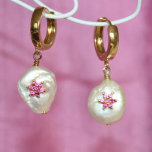 Baroque Pearl Drop ‘Pink Starburst’ Earrings
