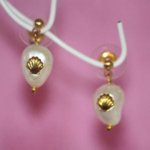 Small Baroque Pearl Drop ‘Scallop’ Earrings