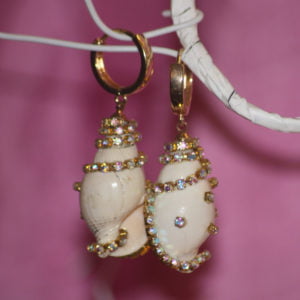 White Shell Diamante Earrings