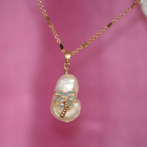 ‘Blue Palm Tree’ Pearl Pendant