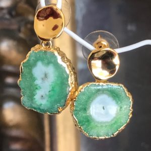 Sea Green Agate Slice Earrings