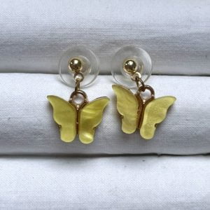 Yellow Pearly Shine Butterfly Earrings