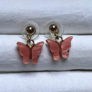 Pink Pearly Shine Butterfly Earrings