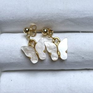 White Pearly Shine Butterfly Earrings