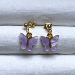 Lilac Pearly Shine Butterfly Earrings