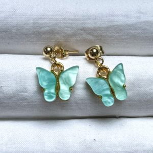 Blue Pearly Shine Butterfly Earrings